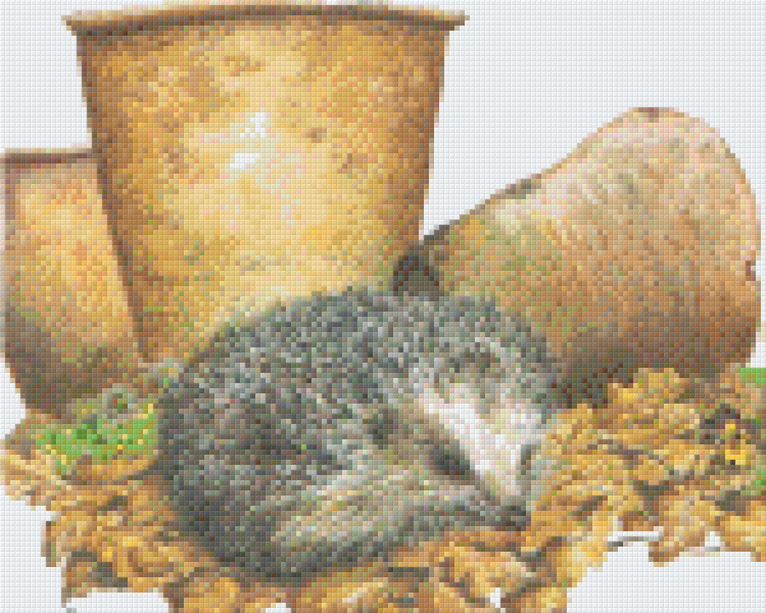 Hedgehog By The Pots Nine [9] Baseplate PixelHobby Mini-mosaic Art Kit image 0